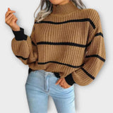 Chavala - High Neck Striped Sweater