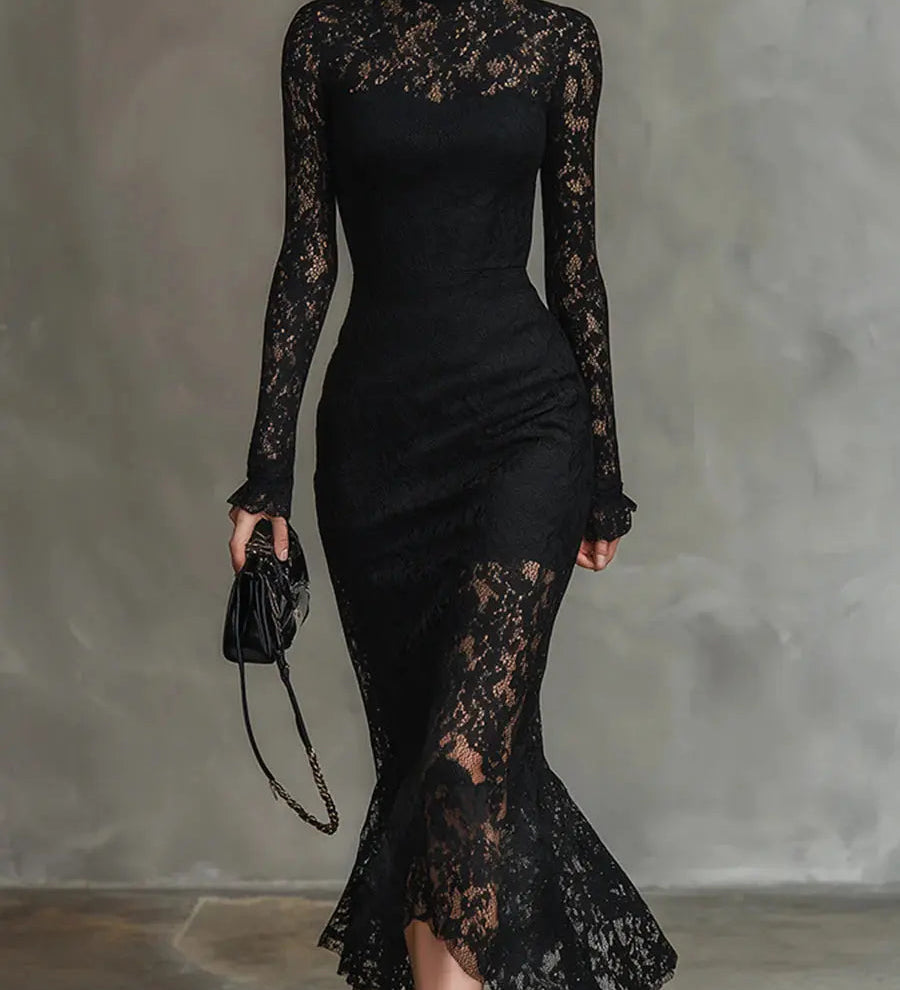 Veronika™ | Maxi Black Lace Dress