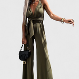 Ivana Wide-Leg Jumpsuit with Crossed Back