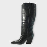 Crocodile Print Boots with Elegant Heel
