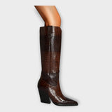 Crocodile Print Boots with Elegant Heel