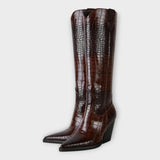 Crocodile Print Boots with Elegant Heel