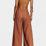 Belén Wide-Leg Halter Jumpsuit with Radiant Fall