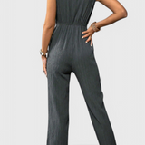 Marisela Textured Jumpsuit with V-Neck