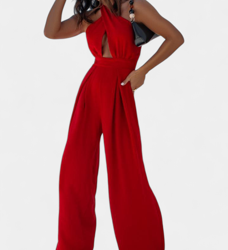 Jessica Mono Halter Cross Back and Wide Leg