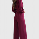 Ariane Wide-Leg Jumpsuit with V-Neck and Tie Waist