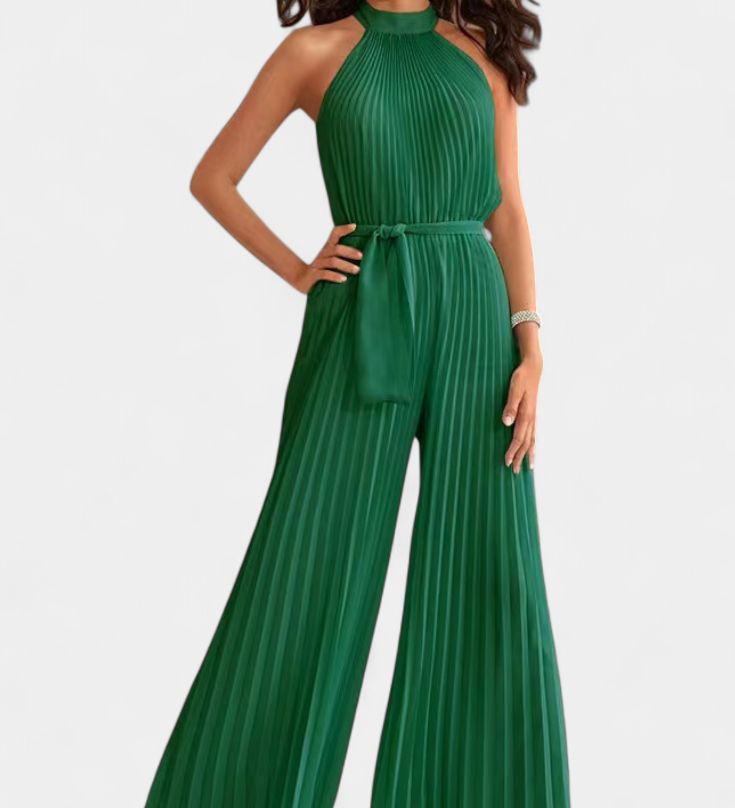 Patrizia Mono Palazzo Pleated with Halter Neck