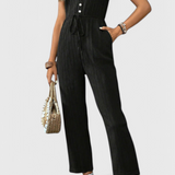 Marisela Textured Jumpsuit with V-Neck