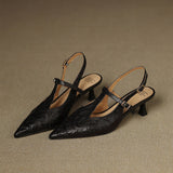 Authentic Noir Leather High Heels