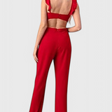 Chantal Jumpsuit with Cut-Outs and Ruffles