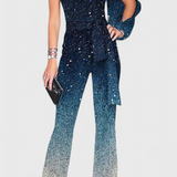 Cintia Asymmetrical Jumpsuit with Gradient Sparkles