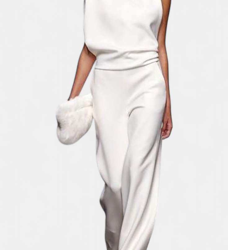 Etta Asymmetrical Fluid Leg Jumpsuit