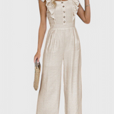 Amahle Linen Blend Jumpsuit with Ruffle Sleeves
