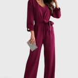 Ariane Wide-Leg Jumpsuit with V-Neck and Tie Waist