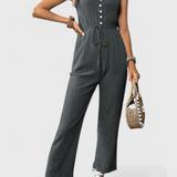 Marisela Textured Jumpsuit with V-Neck