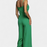 Prescillia Jumpsuit with Spaghetti Straps and Side Split