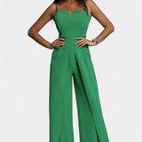 Prescillia Jumpsuit with Spaghetti Straps and Side Split