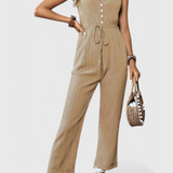 Marisela Textured Jumpsuit with V-Neck