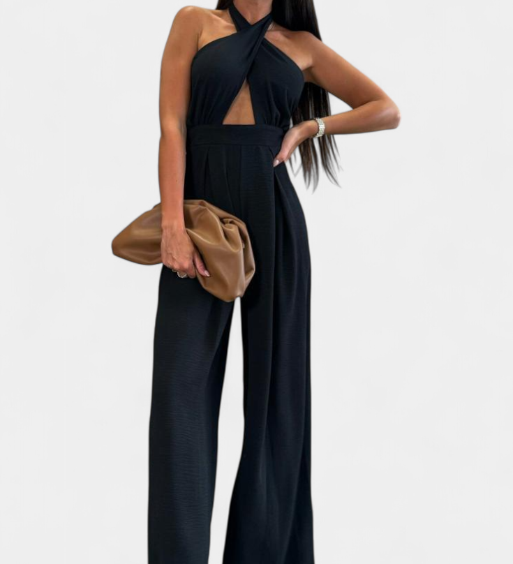 Jessica Mono Halter Cross Back and Wide Leg