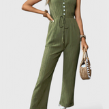 Marisela Textured Jumpsuit with V-Neck