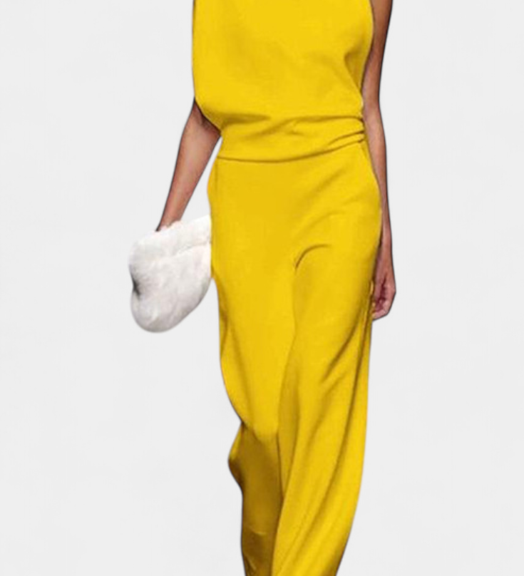 Etta Asymmetrical Fluid Leg Jumpsuit