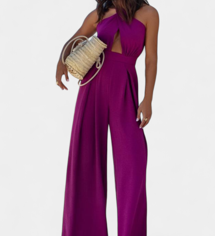 Jessica Mono Halter Cross Back and Wide Leg