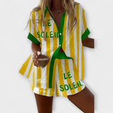 Amália - Striped Linen Summer Set