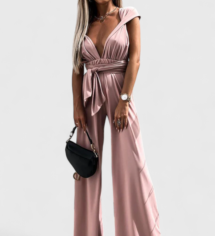 Ivana Wide-Leg Jumpsuit with Crossed Back