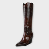 Crocodile Print Boots with Elegant Heel