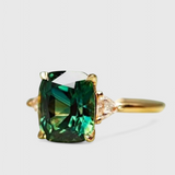 Elegant Square Emerald Ring in Gold Finish