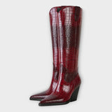 Crocodile Print Boots with Elegant Heel