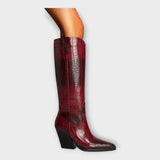 Crocodile Print Boots with Elegant Heel