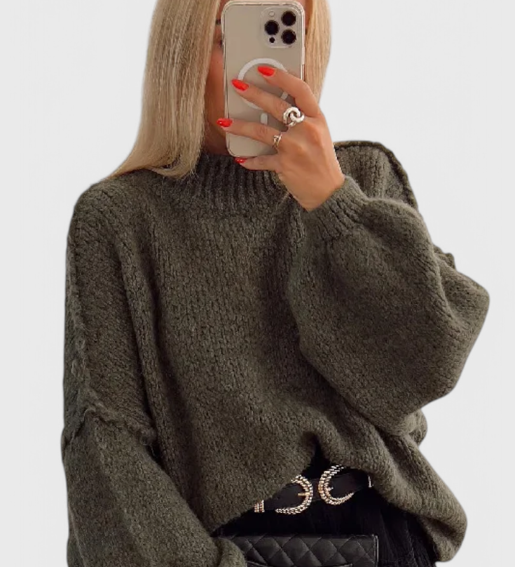 Oversized Knitted Cassia Jumper with Balloon Sleeves