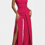 Prescillia Jumpsuit with Spaghetti Straps and Leg Slit