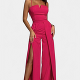 Prescillia Jumpsuit with Spaghetti Straps and Leg Slit