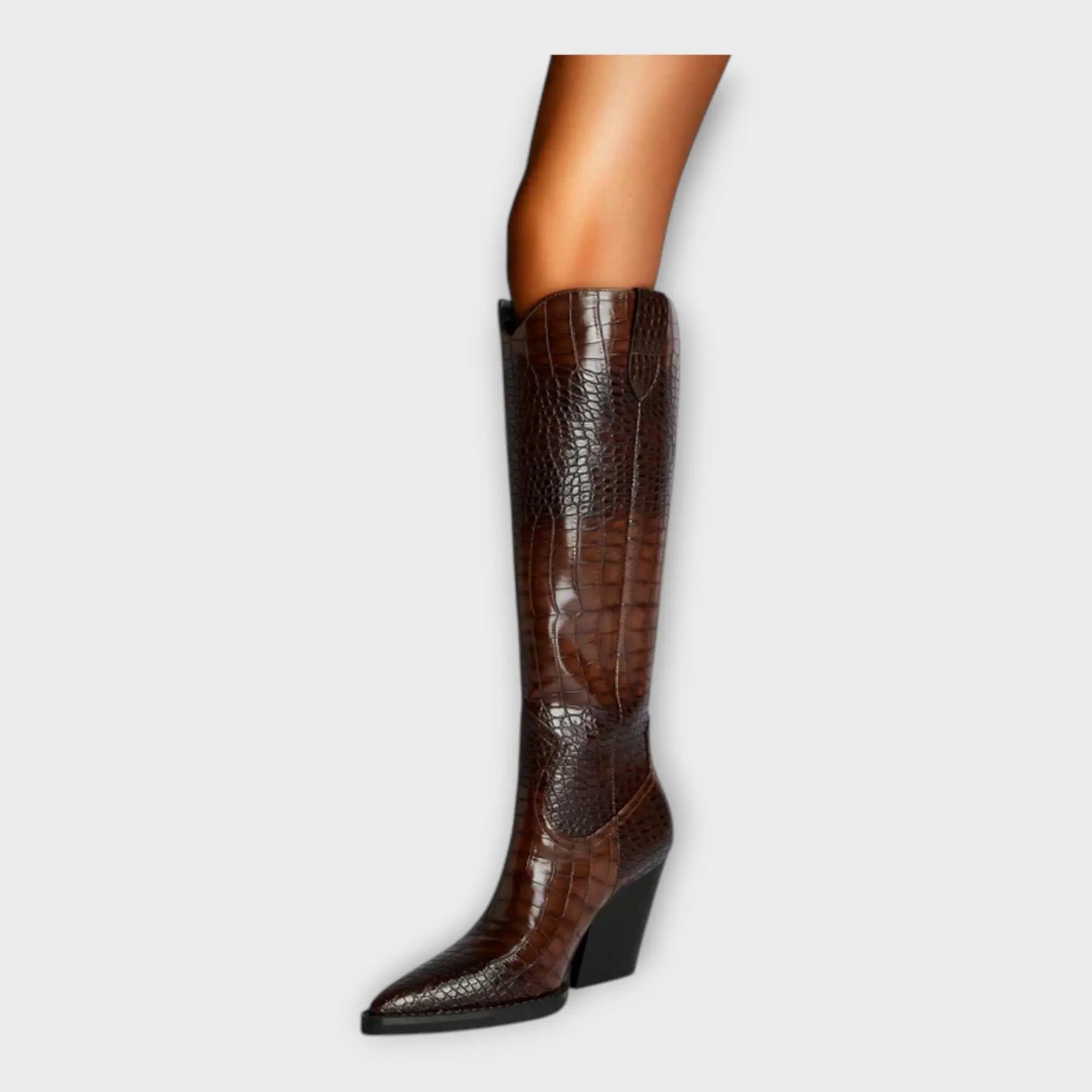 Crocodile Print Boots with Elegant Heel