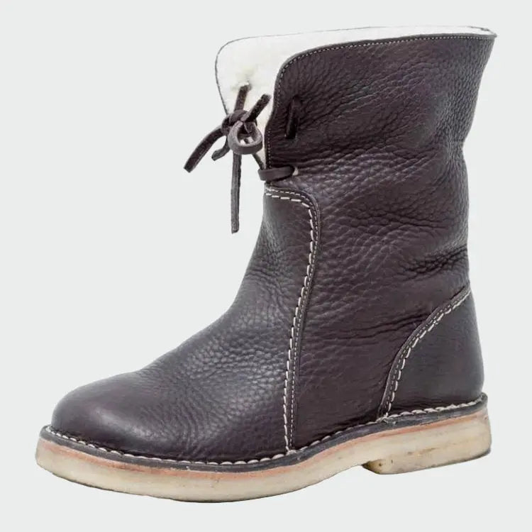 Waterproof leather boots with wool lining