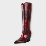 Crocodile Print Boots with Elegant Heel