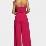 Prescillia Jumpsuit with Spaghetti Straps and Leg Slit