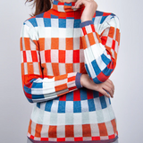 Erika - High Neck Patchwork Sweater