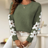 Silke - Soft Knit Sweater with Floral Design