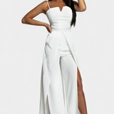 Prescillia Jumpsuit with Spaghetti Straps and Leg Slit