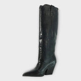 Crocodile Print Boots with Elegant Heel