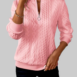 Amalie - Women's Cable Knit Zip Sweater