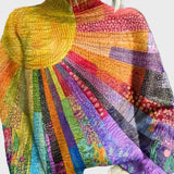 High Neck Sweater with Vibrant Pattern