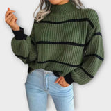 Chavala - High Neck Striped Sweater