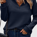 Helene V-Neck Jumper with Zip and Long Sleeves