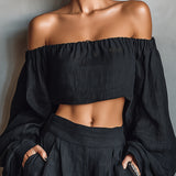 Carmen | Off-Shoulder Set with Wide Trousers