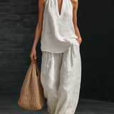 Carmen | Sleeveless Set with Wide Leg Trousers