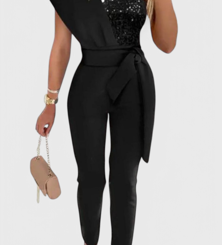Layla One-Shoulder Sequin Jumpsuit